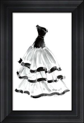 Framed Evening Gown with Ruffles Print
