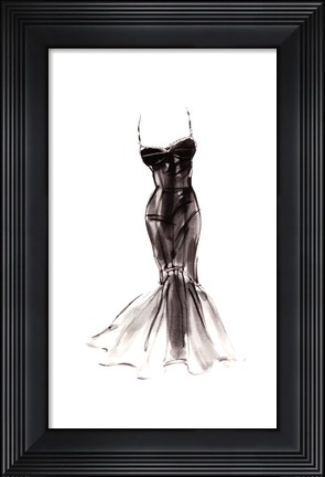 Framed Black Dress with Flair Print
