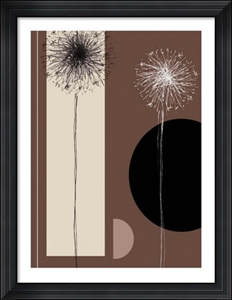 Framed Black and White Dandelions Print
