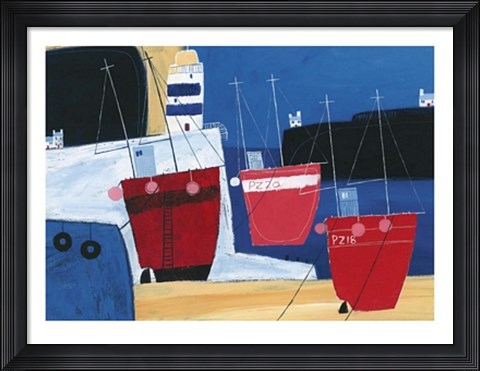 Framed Three Red Boats Print