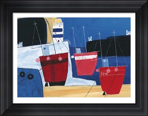 Framed Three Red Boats Print