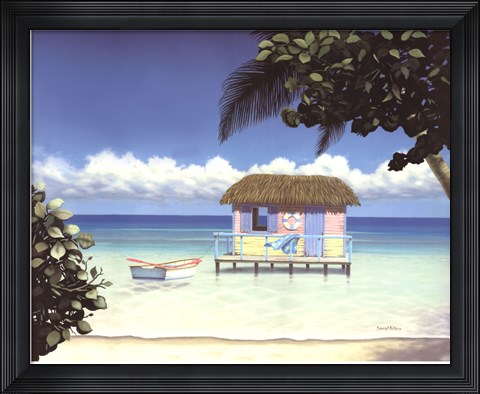 Framed Island Hut Print