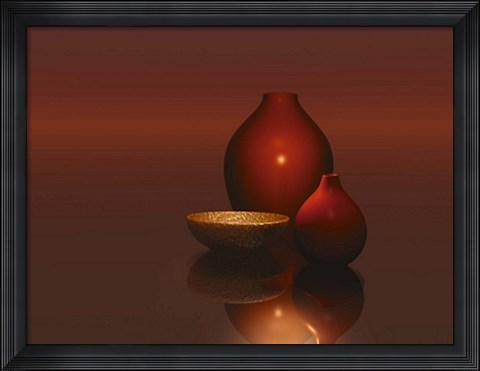 Framed Red Vases with Bowl Print