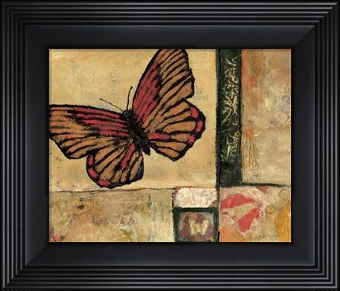 Framed Butterfly In Red Print