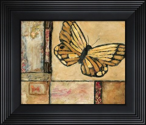 Framed Butterfly In Yellow Print