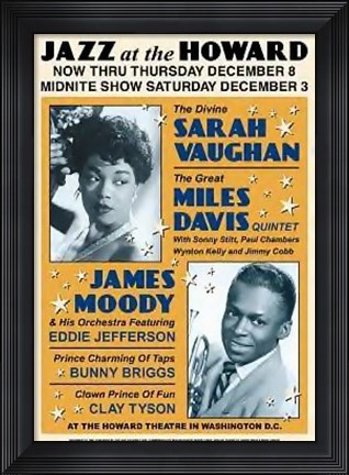 Framed Sarah Vaughan &amp; Miles Davis: Jazz at the Howard Print