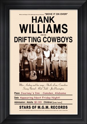 Framed Hank Williams and His Drifting Cowboys, Alabama, 1947 Print