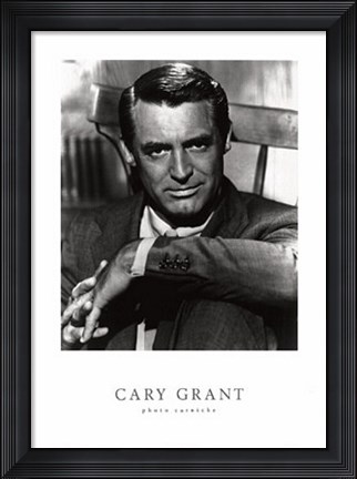 Framed Cary Grant, greyscale photo Print