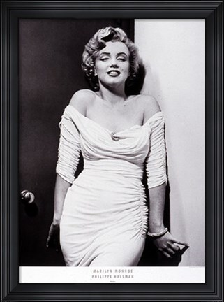 Framed Marylin Monroe, white dress Print