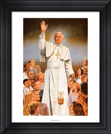 Framed Pope John Paul II, blessings to all Print