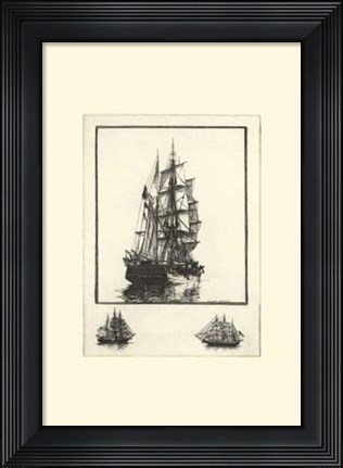 Framed Antique Ships I Print