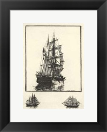 Framed Antique Ships I Print