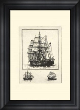 Framed Antique Ships II Print