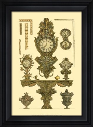 Framed Antique Decorative Clock I Print