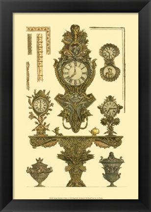 Framed Antique Decorative Clock I Print