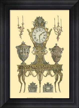 Framed Antique Decorative Clock II Print