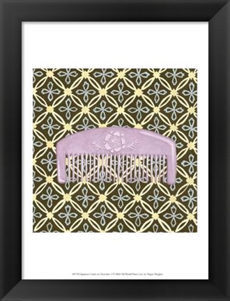 Framed Japanese Comb on Chocolate I Print