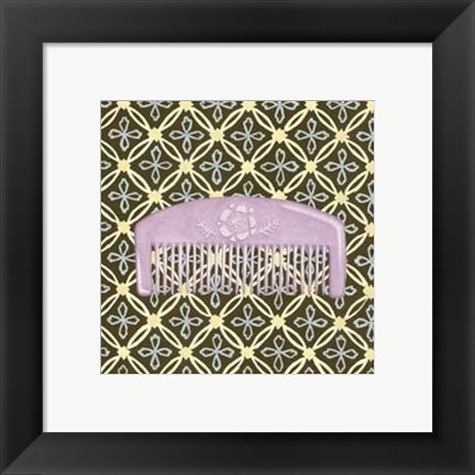 Framed Japanese Comb on Chocolate I Print