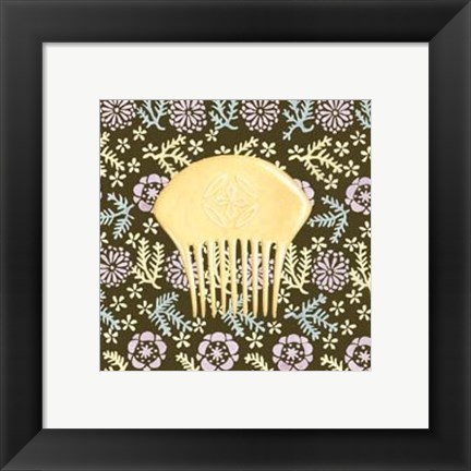 Framed Japanese Comb on Chocolate II Print