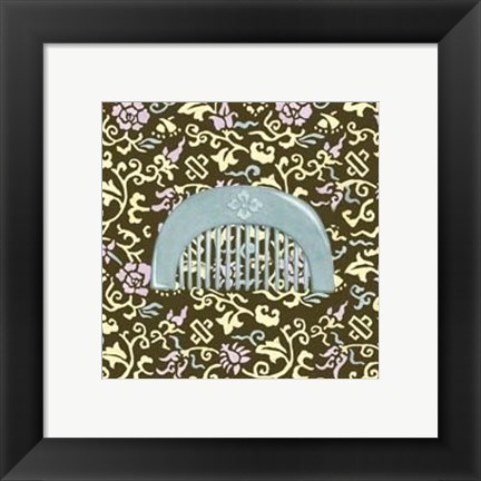 Framed Japanese Comb on Chocolate III Print