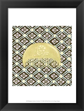 Framed Japanese Comb on Chocolate IV Print