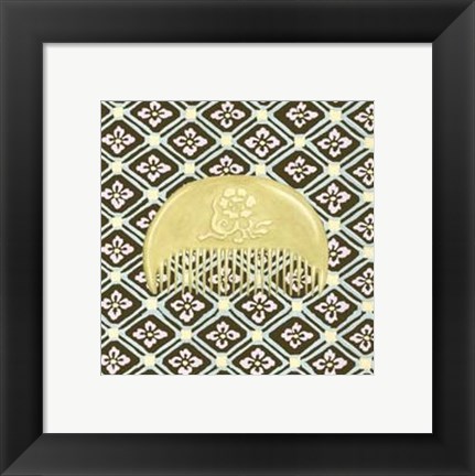 Framed Japanese Comb on Chocolate IV Print