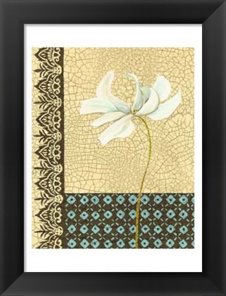 Framed Crackled Tile Botanical I Print