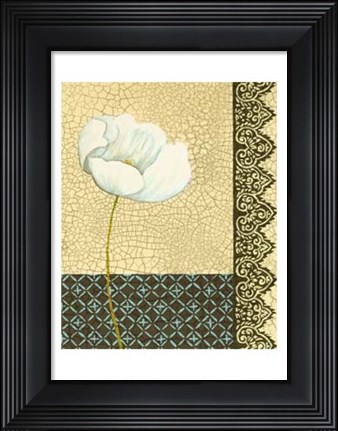 Framed Crackled Tile Botanical II Print