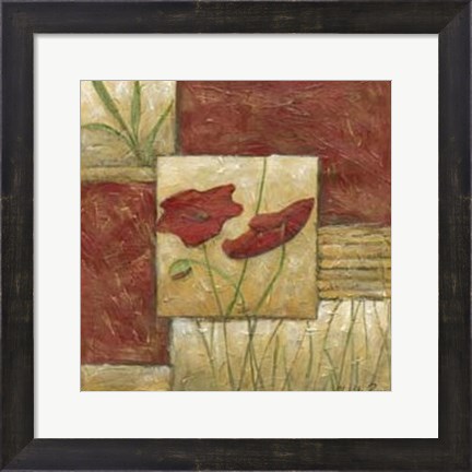 Framed Red Lacquer Collage I Print