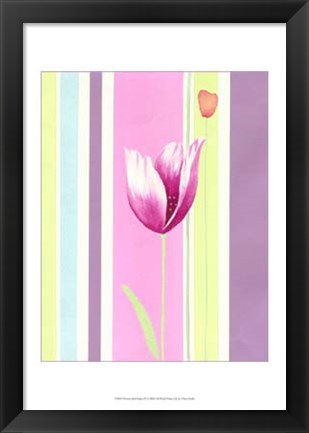 Framed Flowers &amp; Stripes III Print