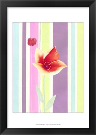 Framed Flowers &amp; Stripes IV Print