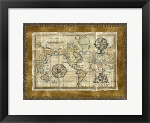 Framed Antique World Map Print