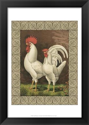 Framed Cassell&#39;s Roosters with Border VI Print