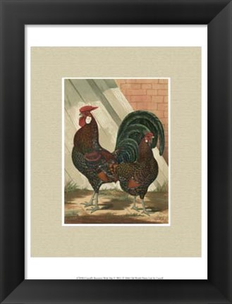 Framed Cassell&#39;s Roosters with Mat V Print