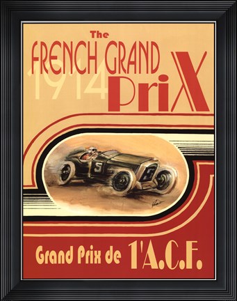 Framed Printed French Grand Prix 1914 Print