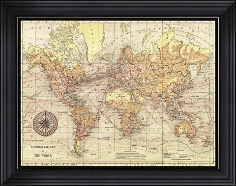 Framed World Map II Print