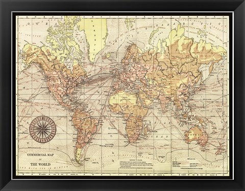 Framed World Map II Print