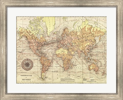 Framed World Map II Print