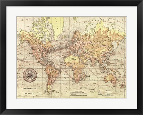 Framed World Map II Print