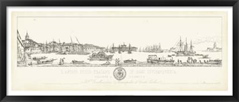 Framed Antique Seaport I Print