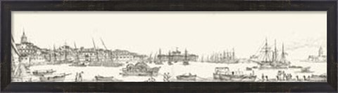 Framed Antique Seaport I Print