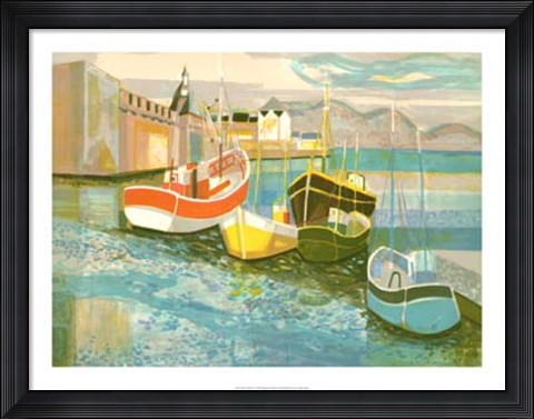 Framed Boats in Harbor II Print