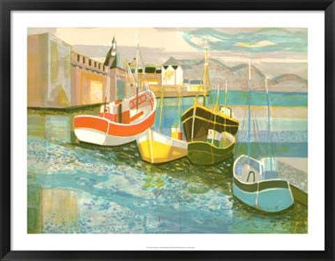 Framed Boats in Harbor II Print