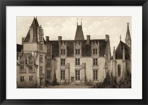 Framed Sepia Chateaux I Print