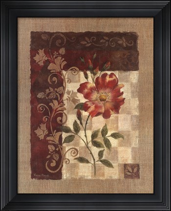 Framed Burlap Climbing Rose Print