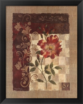 Framed Burlap Climbing Rose Print