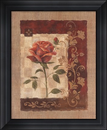 Framed Burlap Tea Rose Print