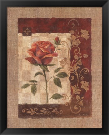 Framed Burlap Tea Rose Print