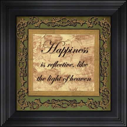 Framed Words to Live By, Sage/GoldHappiness Print
