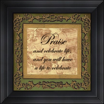 Framed Words to Live By, Sage/GoldPraise Print